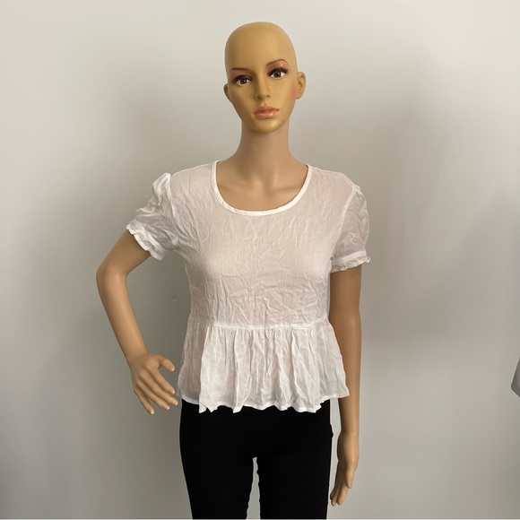 White Sheer Peplum Tie-back Top - Picture 2 of 8